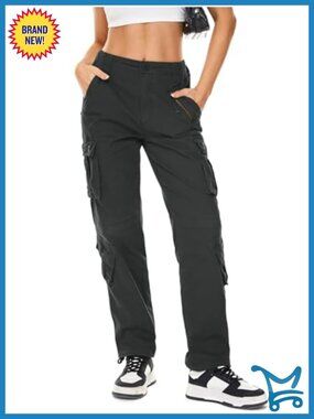 Women's Cotton Cargo Pants Military Work 8 Pocket Straight Leg